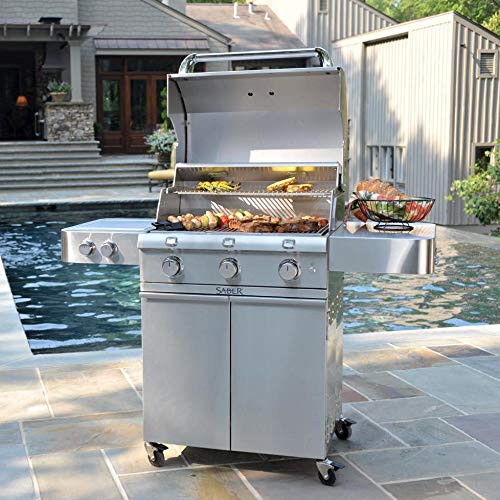 Saber Grills R50SC0017 3Burner Grill, Stainless Steel Gas Barbeque