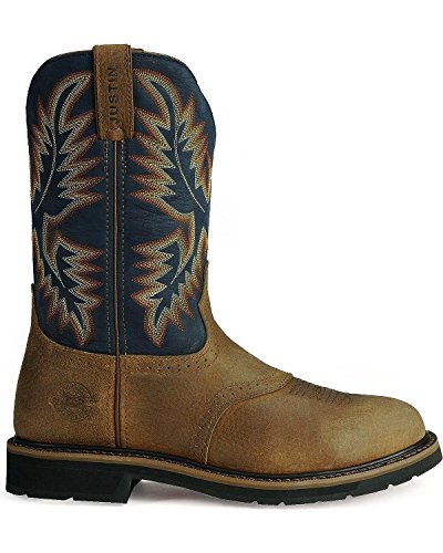 Justin Original Work Boots Men's Stampede Work Boot,Copper Kettle Rowdy/Steel Blue,11.5 EE US
