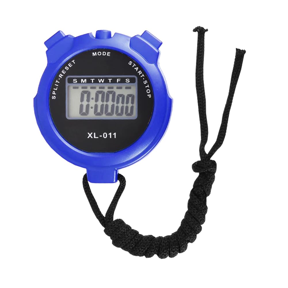 Digital Water-Proof Stop Watch, Multifunctional Sports Stop Watch for Swimming, Running, Basketball and Football, LCD Display Chronograph with Alarm Clock (Blue)