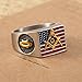 Silver Masonic Freemason American Flag Biker Mason Member Ring,11