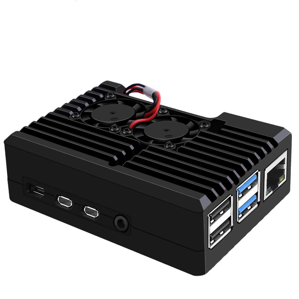 GeeekPi Armor Case with Dual Fan for Raspberry Pi 4,Passive Cooling Aluminum Alloy Case with Fan for Raspberry Pi 4 Model B