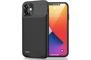 JBUBN Battery Case iPhone 12 Mini, 6500mAh Slim Portable Rechargeable Protective Battery Pack Cover Power Bank Charging Case Compatible with iPhone 12 Mini (5.4 inch) Extended Battery Charger Case (Black)