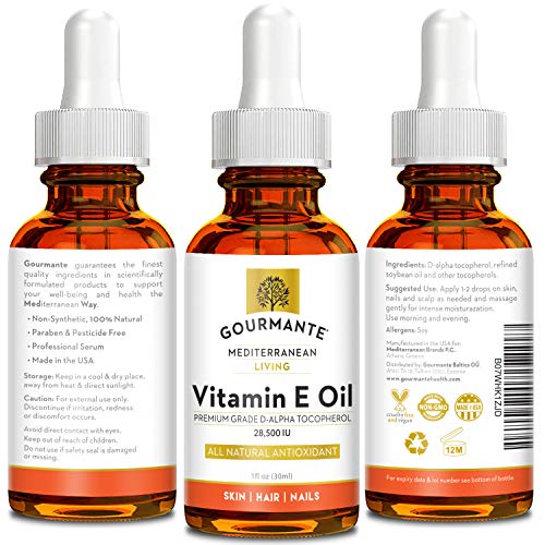 Pure Vitamin E Oil 28,500 IU (Non GMO, Large Dose of Natural DAlpha Tocopherol) 100 Natural
