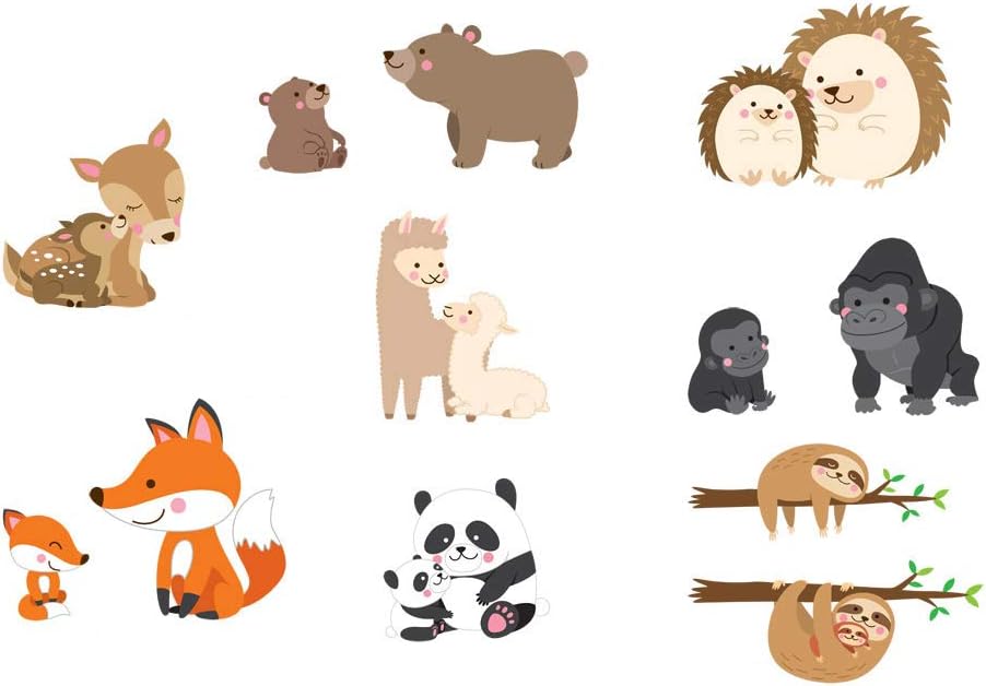 STICKMI Jungle Animal Family Wall Sticker Nursery Decor tribal Mom and Baby kid's bedroom wall art decor vinyl decal mural