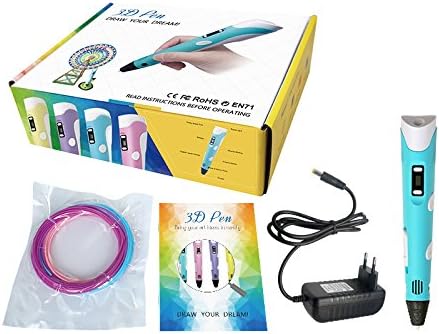 Home Wing™Intelligent 3D Pen for 3D Drawing 3D Printing 3D Model Making 3D Doodle Arts &amp; Crafts Creation with LCD Screen Free 30G ABS Filament Refills Suitable for Kids and Adult Blue