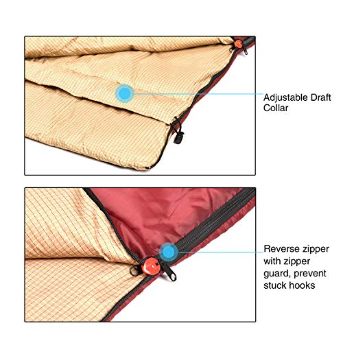 BESTEAM Sleeping Bag, Cool & Cold Weather for Backpacking, Hiking, Family Camping. Queen Size XL! Lightweight, Waterproof Sleeping Bags for Adults, Teens, Truck, Tent, Sleeping Pad - Thumbnail 6