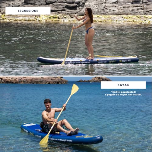 HUIIKE Inflatable Sup Board for Adults Touring with Accessories Included, Paddle, Fin, Leash, Pump and Backpack. Stand Up Paddle Board of Great Stability and Resistance. Convertible into Kayak