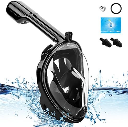 YUDER Full Face Snorkel Mask with 180° Full Face Scuba Mask Snorkeling Mask Breathing & Anti-Fog Anti-Leak Panoramic View Snorkel Set for Adults or Kids,Detachable Camera Mount Pivot Arm and Earplug