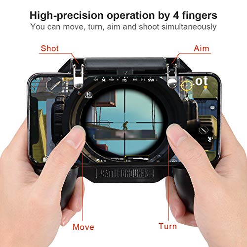 Takyu Mobile Game Controller 4000mAh for iPhone, PUBG iOS & Android Mobile Gaming Trigger Joystick with Battery USB Cable and Cooling Fan, Upgraded Version 4 in 1 Gamepad