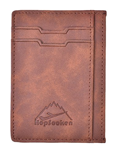 Hopsooken slim wallet rfid pu vintage leather front poc…