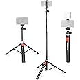 NEEWER Phone Tripod for Cell Phone & Camera with Remote, 62.9" All Metal Selfie Stick Travel Vlog Tripod Stand for iPhone with Phone Holder, Portable Camera Tripod for Canon Sony DLSR GoPro, TS05