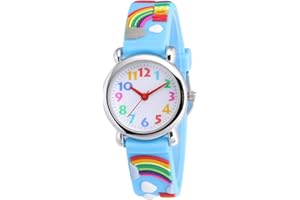 Jewtme Cute Toddler Children Kids Watches Ages 3-8 Analog Time Teacher 3D Silicone Band Cartoon Watch for Little Girls Boys