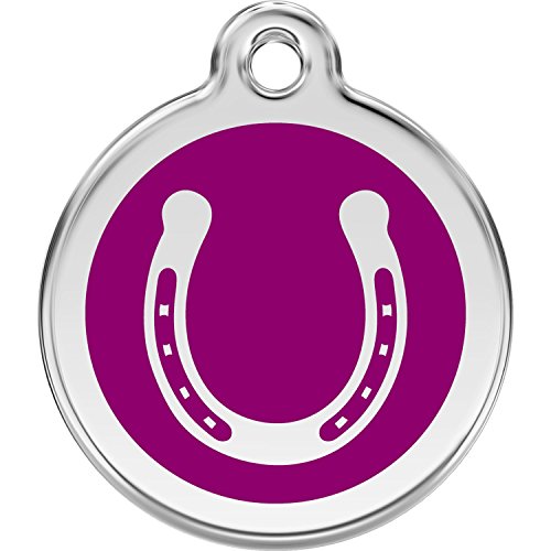 Red Dingo Personalized Horse Shoe Pet ID Dog Tag (Large Purple)