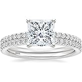 EAMTI 2.5CT 925 Sterling Silver Bridal Ring Sets Princess Cut CZ Engagement Promise Rings for Her Wedding Bands for Women Size 3-11