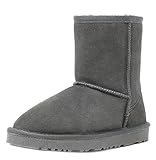 DREAM PAIRS Big Kid Shorty-K Grey Sheepskin Fur