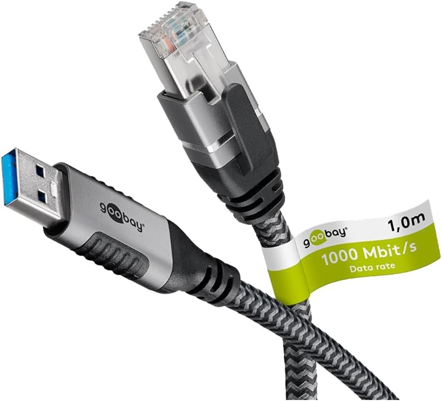 Goobay 70699 USB-A to RJ45 Ethernet Cable 1 Gbps 1 Meter Wired Network