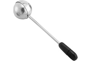 Stainless Steel Dusting Wand for Sugar, Flour, and Spices - Powder Shaker Duster Sifter Spoon for Baking (Black)