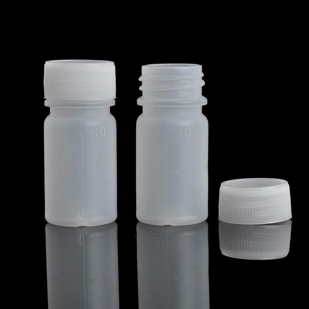 GDGY PE Plastic Empty Small Mouth Graduated Lab Chemical Container Reagent Bottle Sample Sealing Liquid Medicine Bottle (100pcs 10ml, 0.33): Home Improvement