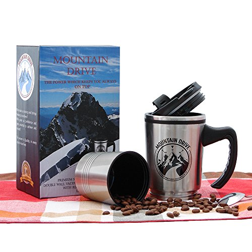 Leakproof stainless steel travel mug coffee cup with ha…
