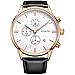 SONGDU Date Rose Gold Chronograph Mens Watches Online Stopwatch Luminous Hands Black Leather Strap