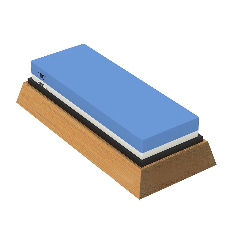 NUZAMAS Premium Knife Sharpening Stone 2-Sided Whetstone – 1000/6000 Grit Kitchen Knife Sharpener with Bamboo Base, Angle Guide, and Non-Slip Design