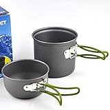 Anself Portable Outdoor Cooking Set Anodised Aluminum Non-stick Pot Bowl Cookware Camping Picnic Hiking Utensils