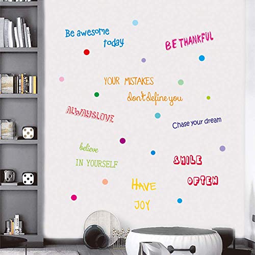 IARTTOP Inspirational Quotes Wall Decal, Motivational Phrases Sticker for Home Decoration, Positive Sayings Window Cling Decor and Classroom Decor (3 Sheet Multicolor Decals)