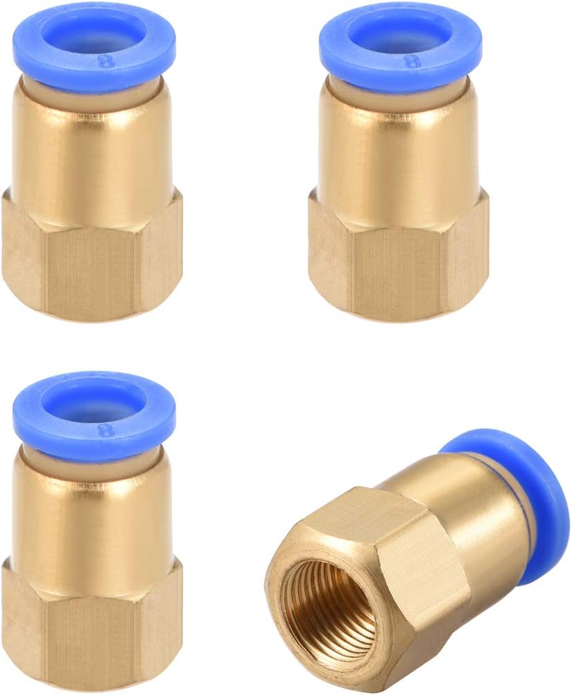 sourcing map Push to Connect Tube Fitting Adapter 8mm Tube OD x G1/8 Female Straight Pneumatic Connecter Connect Pipe Fitting 4pcs