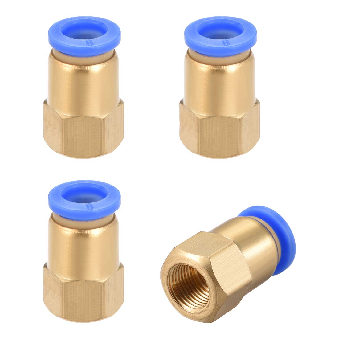 sourcing map Push to Connect Tube Fitting Adapter 8mm Tube OD x G1/8 Female Straight Pneumatic Connecter Connect Pipe Fitting 4pcs