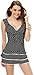 One Piece Twist Slim Tummy Control Swim Dress Tankini with Tiered Ruffles