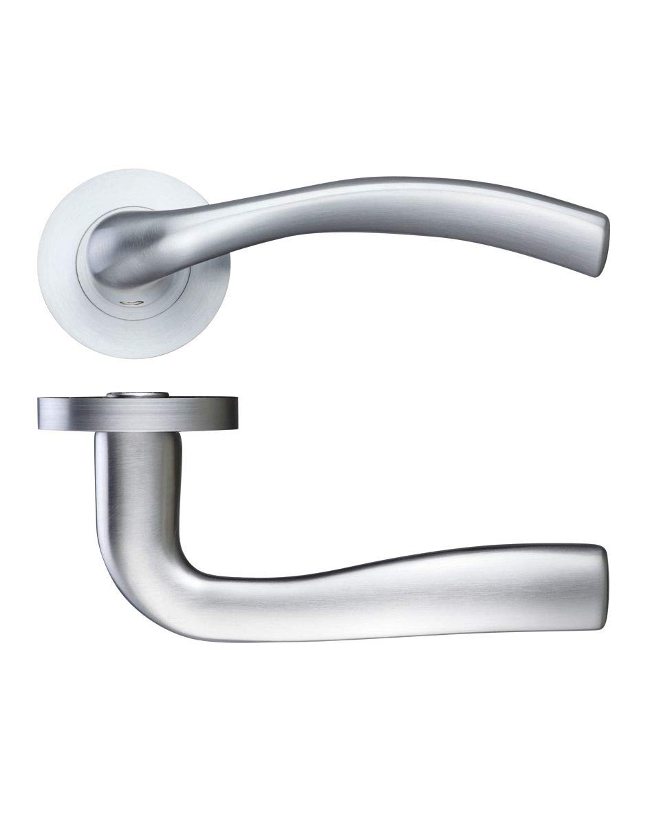 Sienna Door Handle Lever On Rose - Satin Chrome