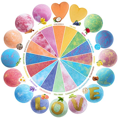 Peradix Bombe da Bagno 16PCS Set Regalo Vegane Palle Effervescenti Profumate Sali Rocce Frizzante Aromi - Rilassare Aromaterapia, Idratazione Della Pelle Secca al Burro di Karitè Festa della mamma