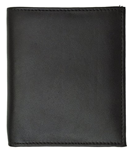 RFID Men's Genuine Leather European Bifold Wallet Slim Hipster 2 Windows Bk