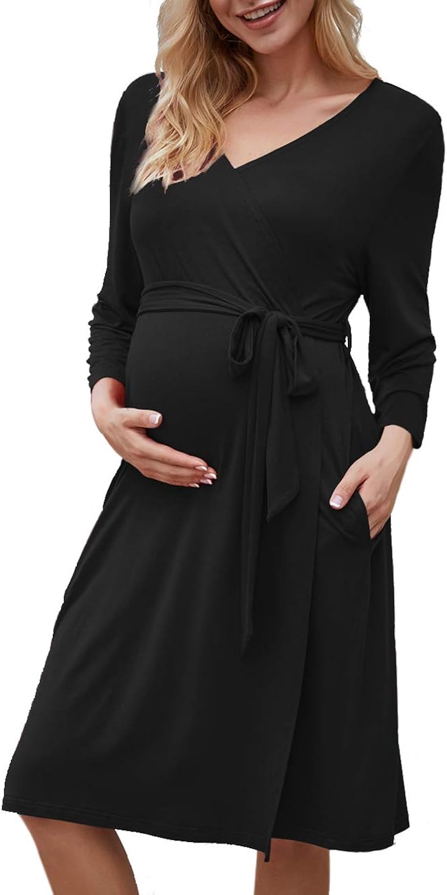Ahlaray Women's Maternity Robe Nursing Nightgown Hospital Gown for