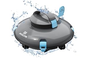 PoolMr Cordless Robotic Pool Cleaner - Above Ground Pool Vacuum - 140 Mins Lasting, 52 Ft/Min Speed, Dual-Motor, IPX8 Waterproof, Self-Parking, Pool Vacuum Cleaner for Flat Swimming Pools, Black
