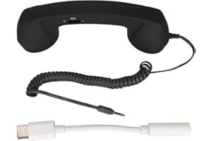 BEUFEE Telephone Handset for Cellphone, Retro Phone Handset with 3.5mm Jack Mobile Phone Receiver Old Telephone Headset Handheld Receiver for Cell Phone(Black)