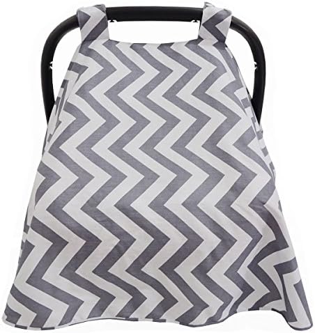 Baby Car Seat Canopy Cover - MoCuishle 2 in 1 Nursing Cover with Mosquito Insect Bug Sunshineproof Netting Infant Carseat Canopy, Great Gift For Baby Girls and Boys (Grey)