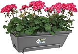 elho Barcelona Allin1 50 Balcony Planter with Saucer Hanging Rack Black view 3
