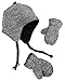 N'Ice Caps Little Kids and Infants Reversible Hat and Mittens Fleece Skater Set (2-3 Years, Black Solid/Black-White Sherpa)