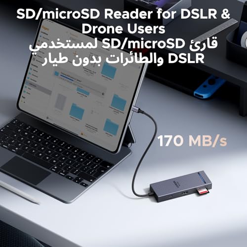UGREEN 2025 Revodok Pro 8 in 1 USB C to 4K 60Hz HDMI Adapter Hub, Fast SD/TF Card Reader [170Mb/s], 10Gbps USB-C&A Data Ports Docking Station, 100W PD Charging for iPhone 17, MacBook Pro, Windows