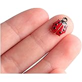 Acxico 20pcs 12x9mm Red & Black Ladybug Charms antique silver Pendants Making
