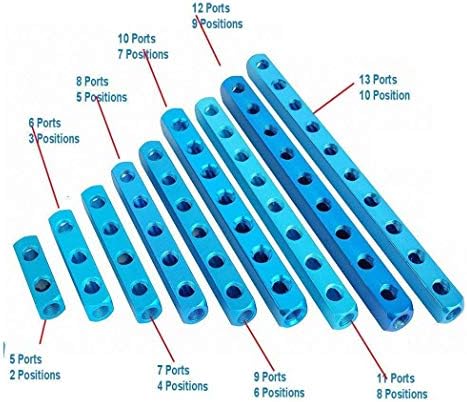 3pc 1/4" PT Threaded 2 3 4 5 6 7 8 9 10 12 Way Position Ports Duct Blowgun Airflow Air Outlets Inline Compressor Quick Connector Coupler Air Hose Pump Airbrush Aluminum Manifold Splitter Block