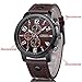 GOHUOS Men's Business Dress Watches Analog Quartz PU Leather Band Stainless Steel Wrist Watch-Brown