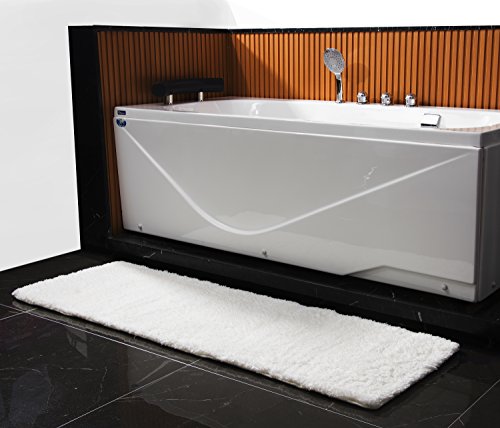 Soft Microfiber Non-slip Antibacterial Rubber Luxury Bath Mat Rug 20"X63" White