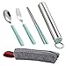 Wikor Flatware 3Pieces Stainless Steel Flatware Set Fork Spoon Chopsticks Set Travel Camping Outdoor Office Dining Portable Flatware set with Stainless Steel Case and Reusable Bag