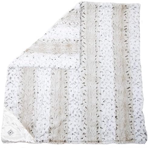 ZALAMOON Strollet 36" x 38" Bella Premium Plush Toddler Stroller Blanket, Snow Leopard
