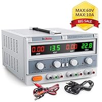 Dr.meter Triple Linear Variable DC Power Supply, Adjustable 30V/5A, Series and Parallel Mode, Input Voltage 104-127V, with Alligator Leads to Banana and AC Power Cable (HY3005F-3)