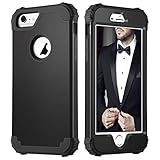 iPhone 6 Case, iPhone 6S Case, DUEDUE Heavy Duty Rugged Shockproof Drop Protection Slim 3 in 1 Hybrid Hard PC Covers Soft Silicone Bumper Protective Case for iPhone 6S/ iPhone 6 for Men, Black