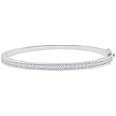SAVEARTH DIAMONDS 3.3MM Bangle Classic Tennis Bracelet Round Lab Created Moissanite Bracelets for Brides in 18K Gold Plated Jewelry Gift for Her (Available in 6.5" or 7.5")