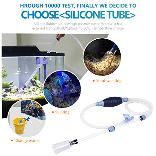 boxtech Aquarium Fish Tank Cleaner, Vacuum Siphon Water Changer Pump Gravel Sand Cleaner, Aquarium Water Filter with Flow Control Tap